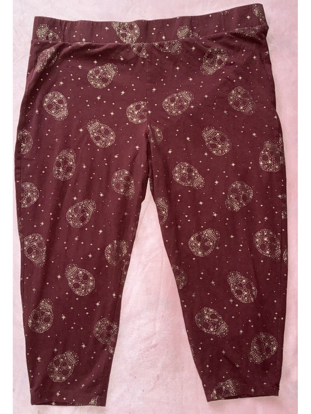 Torrid Gold Foil Star Sugar Skull Zinfandel Crop Leggings Sz 4 READ